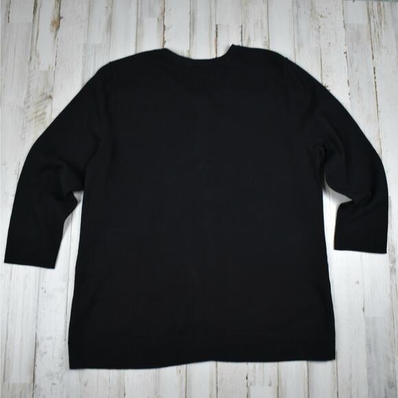 Christopher & Banks black floral embroidered 3/4 sleeve button up cardigan LARGE - Picture 6 of 6